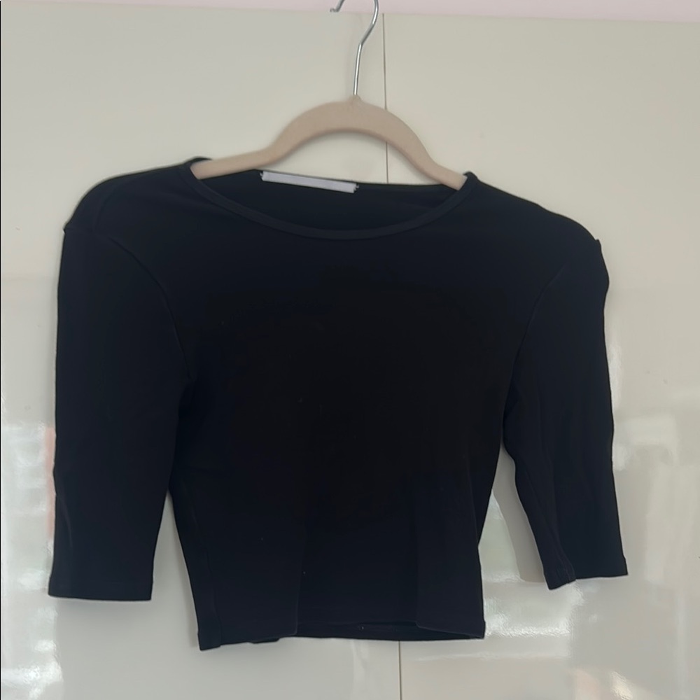 Black Crop Top with Sleeves